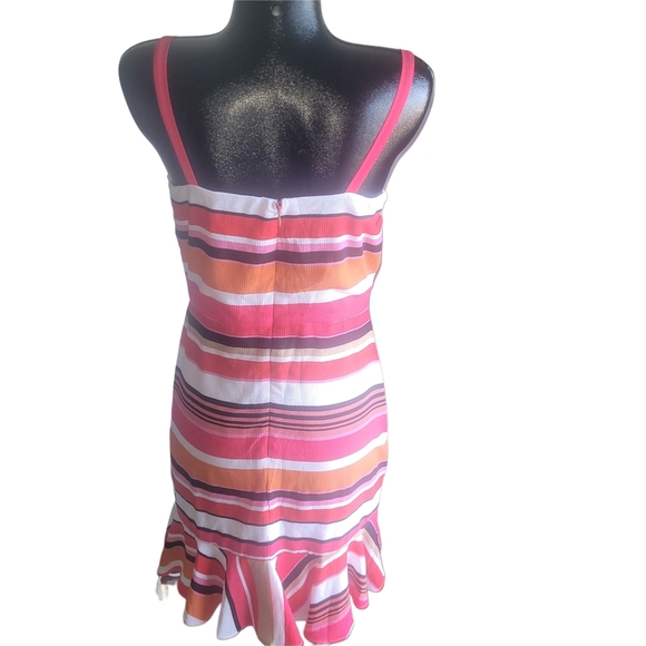 Nicole Miller Studio Striped Multicolor Ruffle Hem Dress 8 - Picture 5 of 6